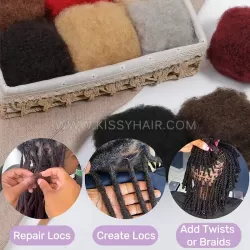 Afro Kinky Curly Bulk Human Hair For Making Locs Extension