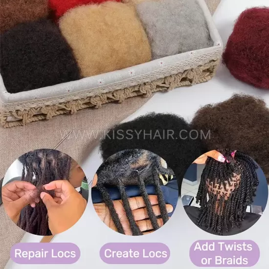 Afro Kinky Curly Bulk Human Hair For Making Locs Extension
