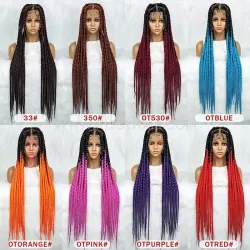 Criss Cross Parting Micro Box Braids Braided Wig Full Lace 36 Inches