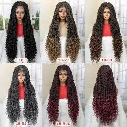 Goddess Gypsy Locs Braided Wig With Curly Ends 9x6 Lace 36 Inches