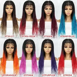 Grid Parting Micro Box Braids Braided Wig Full Lace 24 Inches