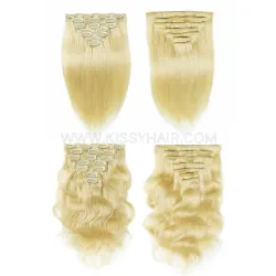 #613 Blonde Raw Human Hair Seamless Clip in Extension