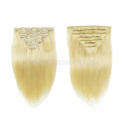 #613 Blonde Raw Human Hair Seamless Clip in Extension