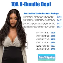 10A 9-Bundle Raw Laotian Hair Starter Business Package