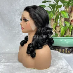 13x4 Double Drawn Wig Raw Human Hair Bouncy Curl