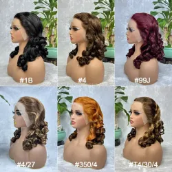 13x4 Double Drawn Wig Raw Human Hair Bouncy Curl
