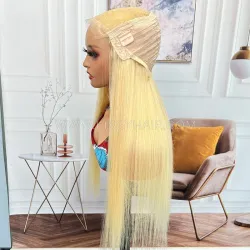#613 Blonde Raw Human Hair 5x5 HD Closure Wig