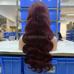 #99J Burgundy Color 13X4 Human Hair Wig