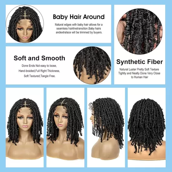 Knotless Box Faux Locs Wig Short Braid Wig 14”Wholesale