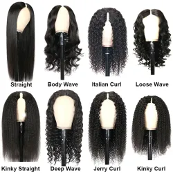 Raw Human Hair Leave Out V Part Wig